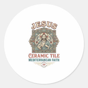 Jesus keramische tegel mediterraan geloof Jesus ce Ronde Sticker