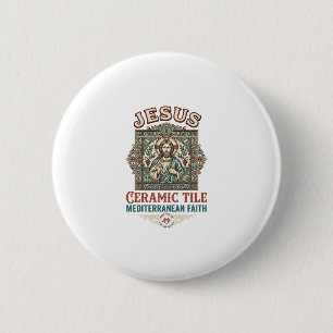 Jesus keramische tegel mediterraan geloof Jesus ke Ronde Button 5,7 Cm