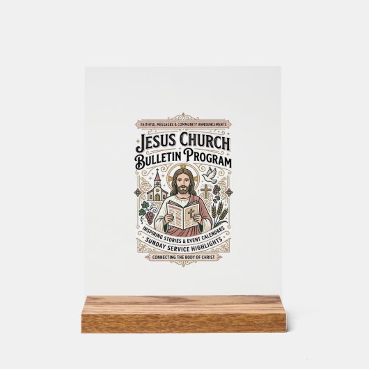 Jesus Kerk Bulletin Programma Jesus Kerk Bulletin Acryl Bord (Voorkant)