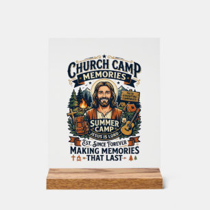 Jesus Kerk Kamp VBS Nostalgie T-shirt Op geloof ge Acryl Bord