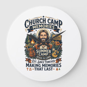 Jesus Kerk Kamp VBS Nostalgie T-shirt Op geloof ge Grote Klok