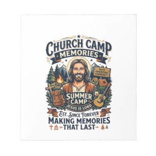 Jesus Kerk Kamp VBS Nostalgie T-shirt Op geloof ge Notitieblok