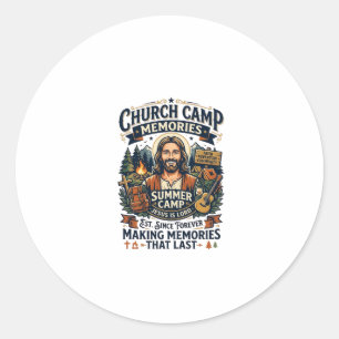 Jesus Kerk Kamp VBS Nostalgie T-shirt Op geloof ge Ronde Sticker