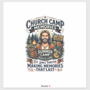 Jesus Kerk Kamp VBS Nostalgie T-shirt Op geloof ge Sticker