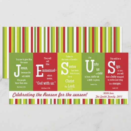 JESUS-kerstkaart met twee zijden voor de Kerstmis  Kaart (Voorkant / Achterkant)