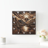 Jesus kijkt uit over het Calm Dawn Mountain Uitzic Vierkante Klok (Huis)