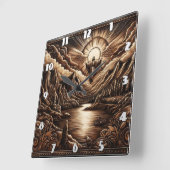 Jesus kijkt uit over het Calm Dawn Mountain Uitzic Vierkante Klok (Hoek)