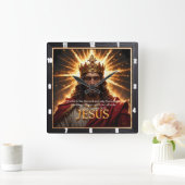 Jesus King Crown Sovereign Glory Sunburst Vierkante Klok (Huis)