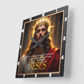 Jesus King Crown Sovereign Majesty Robe Vierkante Klok (Hoek)
