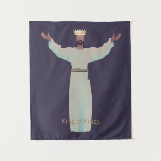Jesus "King of Kings" Blanket, Christian Gifts Wandkleed (Voorkant)