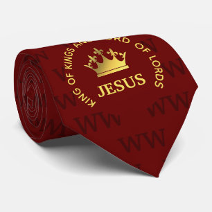JESUS King of kings Burgundy Monogram Stropdas