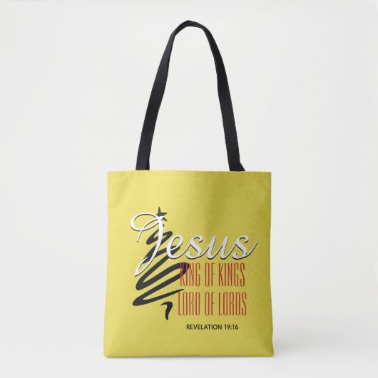 JESUS KING OF KINGS | Christelijk geel | Kerstmis Tote Bag (Voorkant)