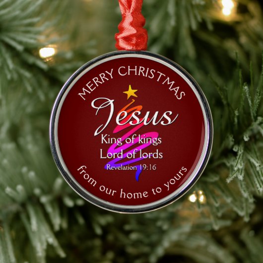 JESUS KING OF KINGS Custom Burgundy | CHRISTMAS Metalen Ornament (Boom)