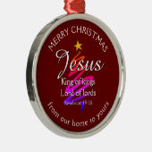 JESUS KING OF KINGS Custom Burgundy | CHRISTMAS Metalen Ornament (Rechts)