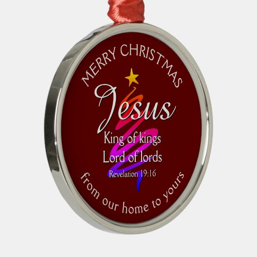 JESUS KING OF KINGS Custom Burgundy | CHRISTMAS Metalen Ornament (Rechts)