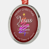 JESUS KING OF KINGS Custom Burgundy | CHRISTMAS Metalen Ornament (Links)
