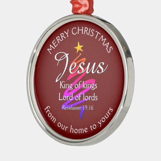 JESUS KING OF KINGS Custom Burgundy | CHRISTMAS Metalen Ornament (Links)