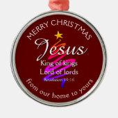 JESUS KING OF KINGS Custom Burgundy | CHRISTMAS Metalen Ornament (Voorkant)