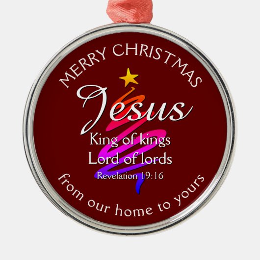 JESUS KING OF KINGS Custom Burgundy | CHRISTMAS Metalen Ornament (Voorkant)