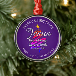 JESUS KING OF KINGS Custom Paars | CHRISTMAS Metalen Ornament