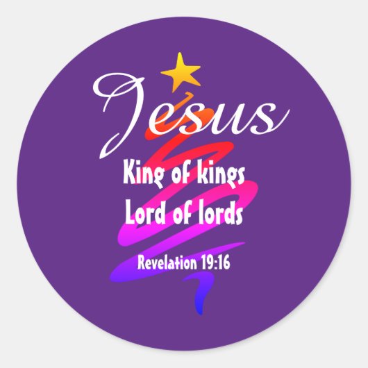 JESUS KING OF KINGS Custom Paarse Modern Ronde Sticker (Voorkant)