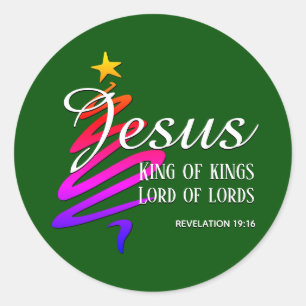 JESUS KING OF KINGS-Kerstmis Ronde Sticker