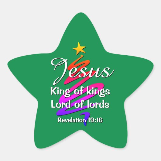 JESUS KING OF KINGS | Modern Groen | Kerstmis Ster Sticker (Voorkant)
