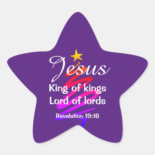 JESUS KING OF KINGS | Modern Paars | Kerstmis Ster Sticker (Voorkant)