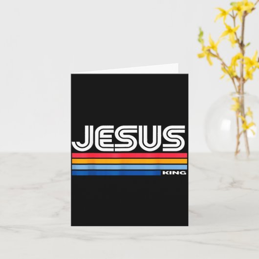 Jesus King Retro Vintage Design Kaart (Gele Bloem)