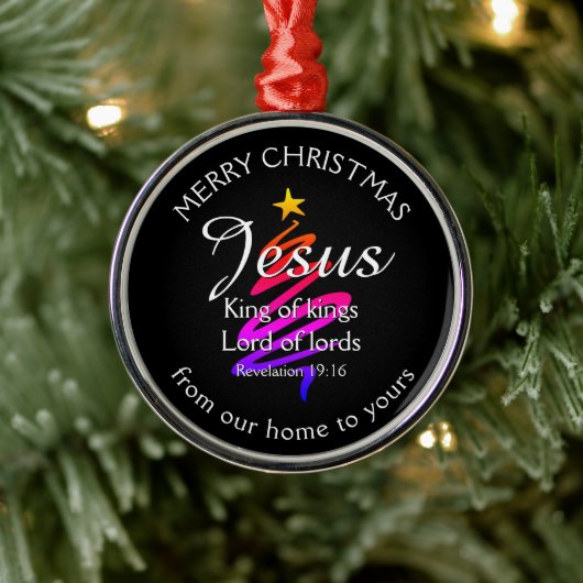 JESUS KING VAN KINGS Custom Black | CHRISTMAS Metalen Ornament (Boom)