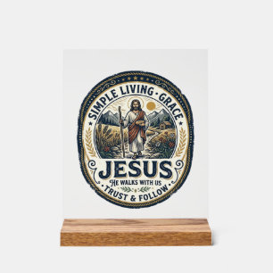 Jesus Klein Huis Slaag Leven Vintage Acryl Bord