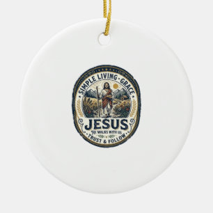 Jesus Klein Huis Slaag Leven Vintage Keramisch Ornament