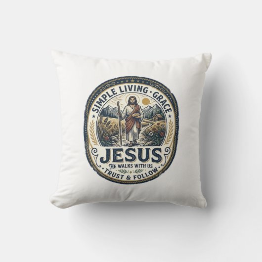 Jesus Klein Huis Slaag Leven Vintage Kussen (Voorkant)