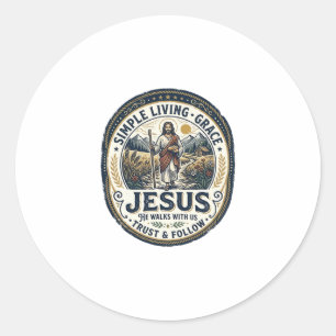Jesus Klein Huis Slaag Leven Vintage Ronde Sticker