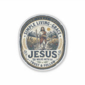Jesus Klein Huis Slaag Leven Vintage Sticker (Voorkant)