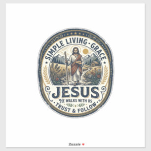 Jesus Klein Huis Slaag Leven Vintage Sticker