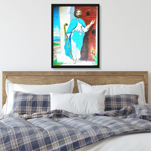 JESUS KNOCKS canvas Afdruk (Insitu (Slaapkamer))