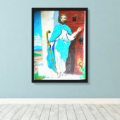 JESUS KNOCKS canvas Afdruk (Insitu (Houten vloer))