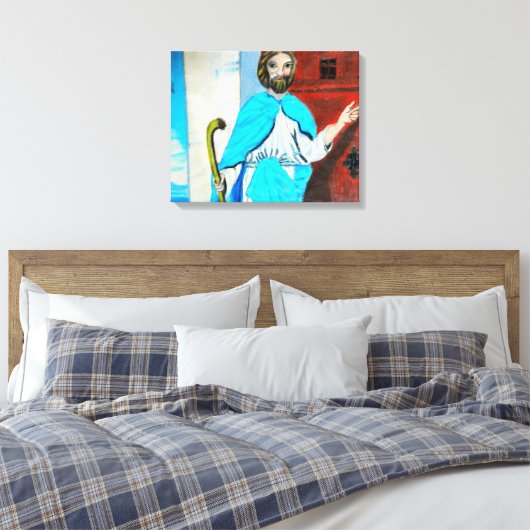 JESUS KNOCKS canvas Afdruk (Insitu (Slaapkamer))