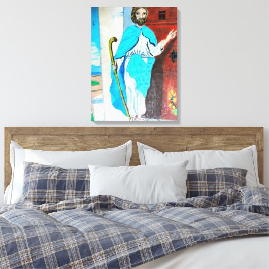 JESUS KNOCKS canvas Afdruk (Insitu (Slaapkamer))