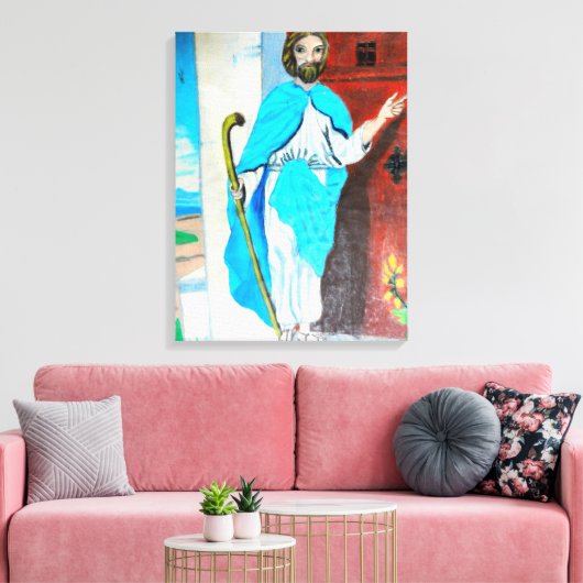 JESUS KNOCKS canvas Afdruk (Insitu (Woonkamer))