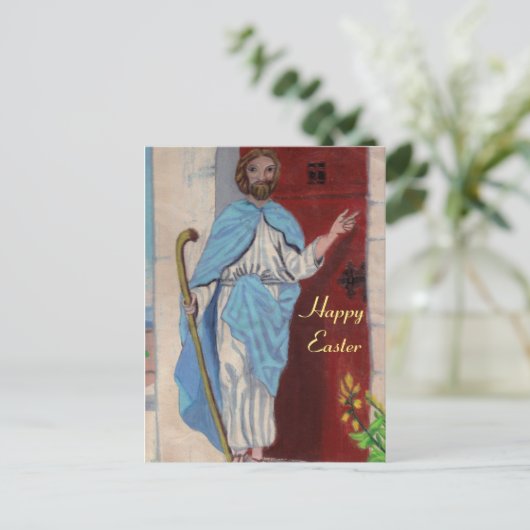 JESUS KNOCKS EASTER BRIEFKAART (Staand voorkant)