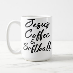 Jesus Koffie En Softbal Grappig Christelijk Sport  Koffiemok