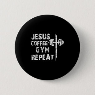 Jesus Koffie Gym Christelijke Workout Gewichtheffe Ronde Button 5,7 Cm
