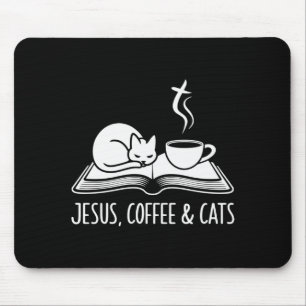 Jesus koffie katten grappig schattig ontwerp Jezus Muismat