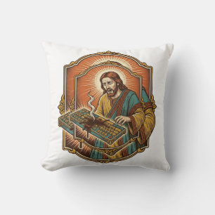 Jesus koffie morsen mechanisch toetsenbord kapotte kussen
