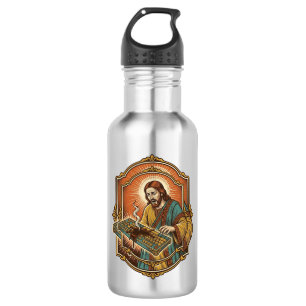 Jesus koffie morsen mechanisch toetsenbord kapotte waterfles 
