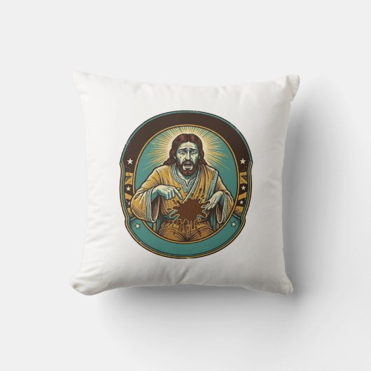 Jesus koffievlek broek voor het ontmoeten van kant kussen (Voorkant)