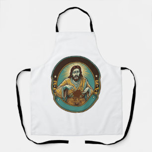 Jesus koffievlek broek voor het ontmoeten van kant schort