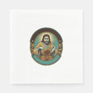Jesus koffievlek broek voor het ontmoeten van kant servet